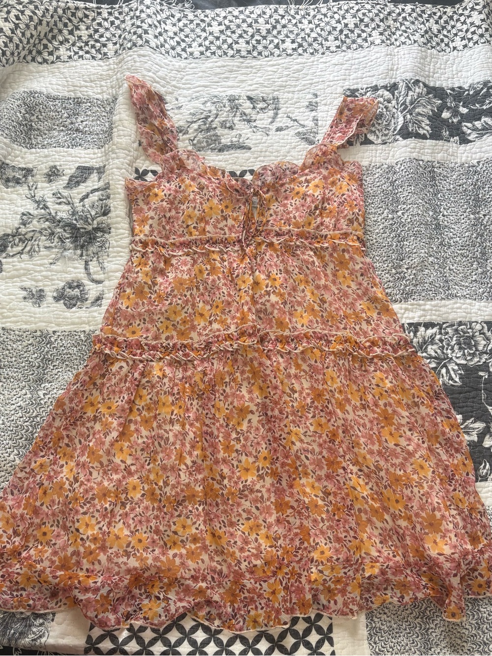 Floral Tiered Sundress - Pink & Yellow